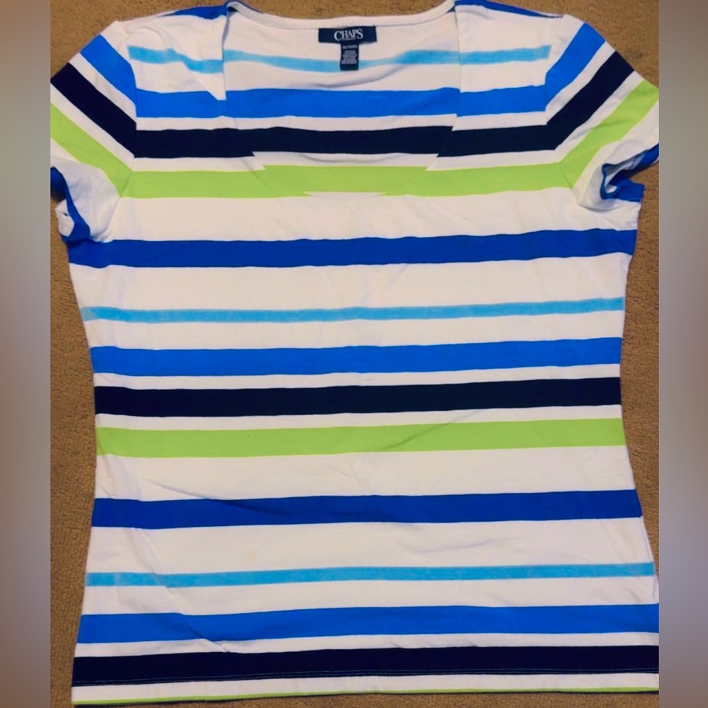 Chaps Multicolor Striped Short Sleeve Tee